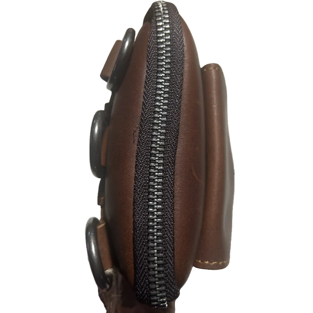 Vivace Mini Sling Bag: REDDISH BROWN Genuine Leather Compact Crossbody with Adjustable Strap TOP ZIP VIEW