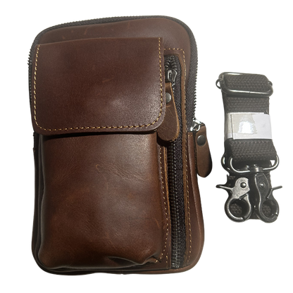 Vivace Mini Sling Bag: REDDISH BROWN Genuine Leather Compact Crossbody with Adjustable Strap VIEW