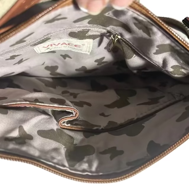 Vivace Sling Bag: BLUE Hessian and Leather bag and Embroidery INSIDE