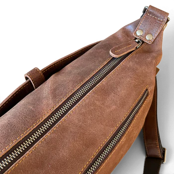 Vivace Sling Bag: BROWN Genuine Leather Crossbody for stylish Women CLOSE ZIPS