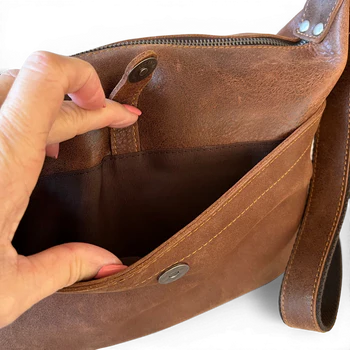 Vivace Sling Bag: BROWN Genuine Leather Crossbody for stylish Women POCKET OPEN