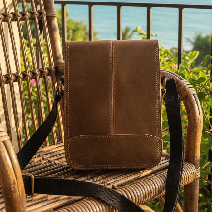 Vivace Sling Bag: BROWN Genuine Leather Messenger Bag lifestye