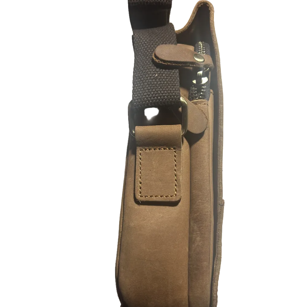 Vivace Sling Bag: BROWN Genuine Leather Messenger side