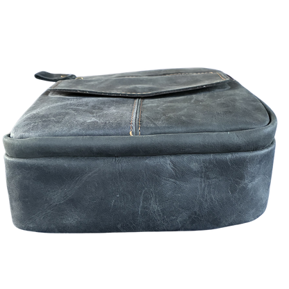 Vivace Sling Bag: CHARCOAL BLACK Genuine Leather with Adjustable Strap BOTTOM