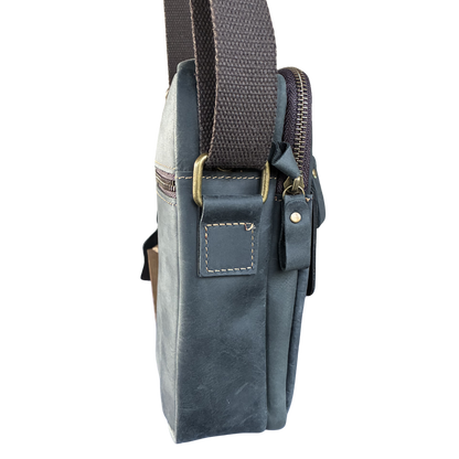Vivace Sling Bag: CHARCOAL BLACK Genuine Leather with Adjustable Strap SIDE