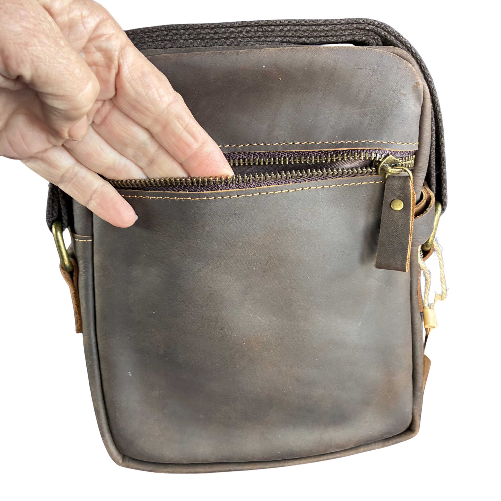 Vivace Sling Bag: COFFEE BROWN Genuine Leather with Adjustable Strap BACK