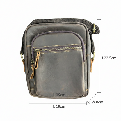 Vivace Sling Bag: COFFEE BROWN Genuine Leather with Adjustable Strap FRONT SIZED