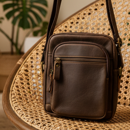 Vivace Sling Bag: COFFEE BROWN Genuine Leather with Adjustable Strap LIFESTYLE