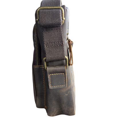 Vivace Sling Bag: COFFEE BROWN Genuine Leather with Adjustable Strap SIDE