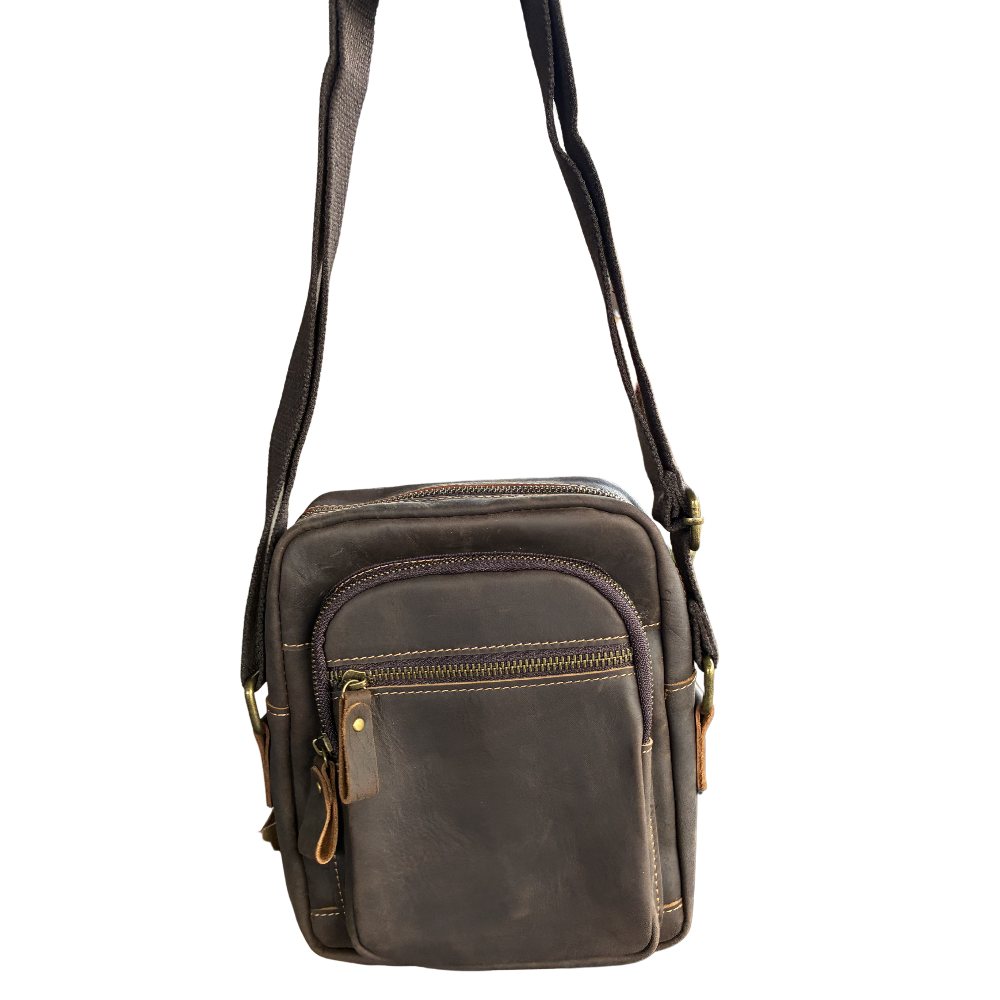 Vivace Sling Bag: COFFEE BROWN Genuine Leather with Adjustable Strap SLING