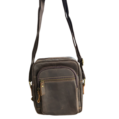 Vivace Sling Bag: COFFEE BROWN Genuine Leather with Adjustable Strap SLING