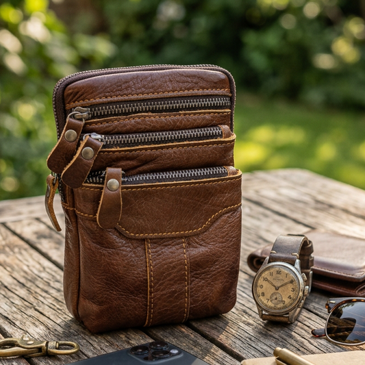 Vivace Sling Bag: COFFEE Genuine Leather Cross Body & Belt bag HERO