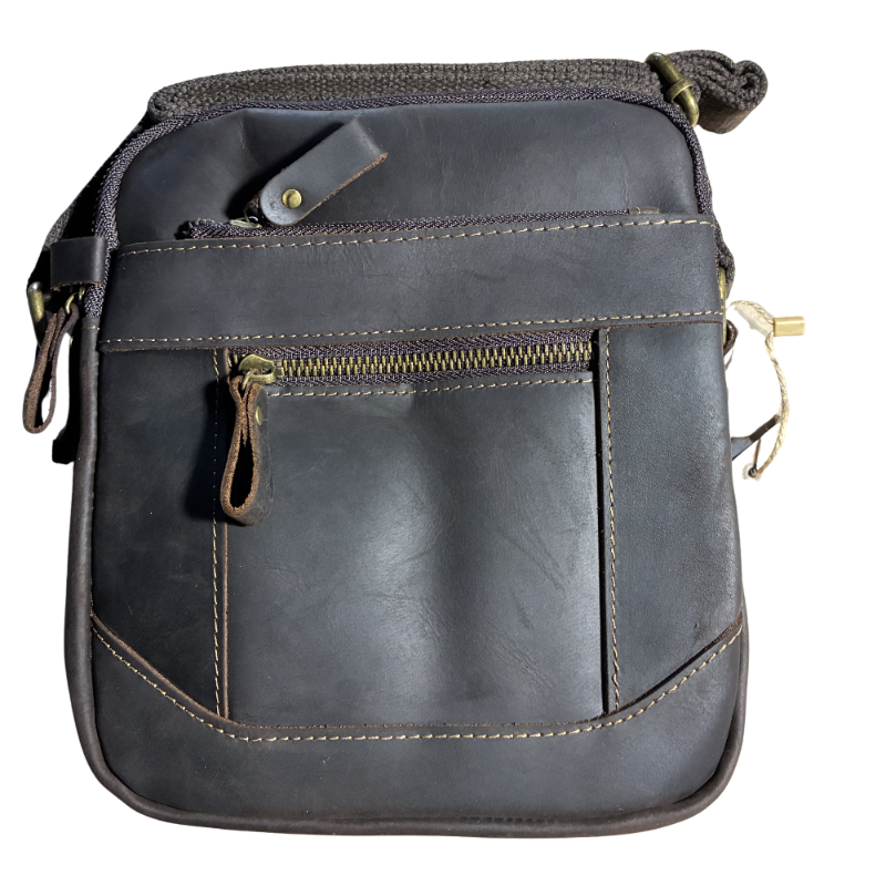 Vivace Sling Bag: DARK COFFEE BROWN Genuine Leather with Adjustable Strap FRONT