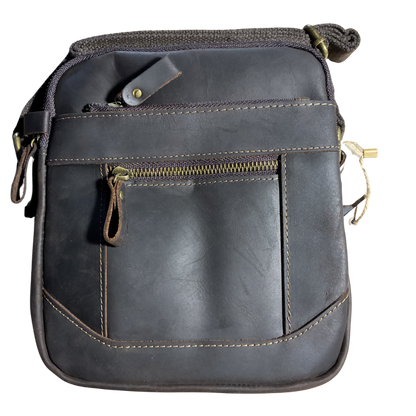 Vivace Sling Bag: DARK COFFEE BROWN Genuine Leather with Adjustable Strap FRONT