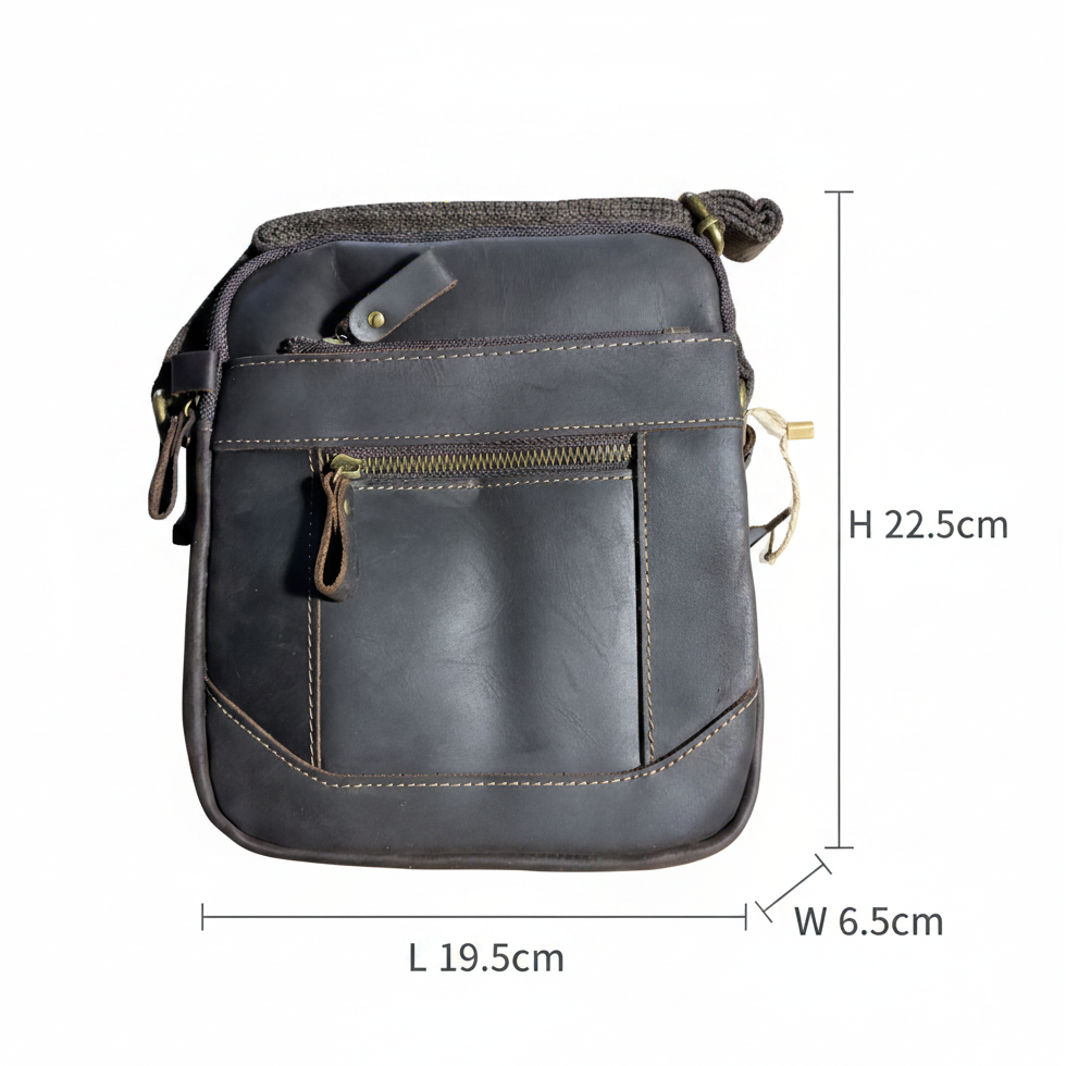Vivace Sling Bag: DARK COFFEE BROWN Genuine Leather with Adjustable Strap SIZE