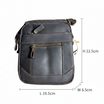 Vivace Sling Bag: DARK COFFEE BROWN Genuine Leather with Adjustable Strap SIZE