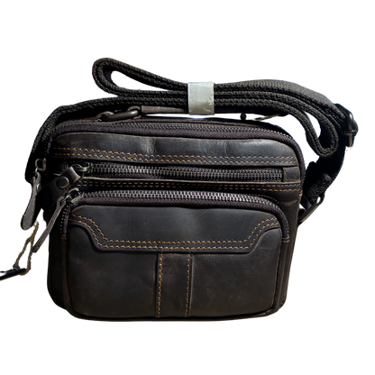 Vivace Sling Bag: DARK COFFEE Genuine Leather Cross body with Adjustable Strap FRONT VIEW