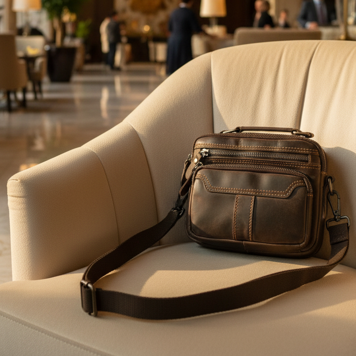 Vivace Sling Bag: DARK COFFEE Genuine Leather Cross body with Adjustable Strap LIFESTYLE
