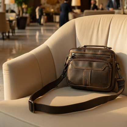 Vivace Sling Bag: DARK COFFEE Genuine Leather Cross body with Adjustable Strap LIFESTYLE