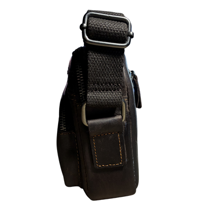 Vivace Sling Bag: DARK COFFEE Genuine Leather Cross body with Adjustable Strap SIDE VIEW