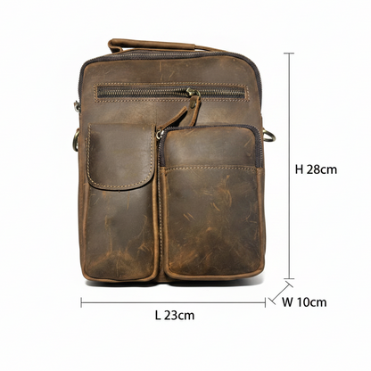 Vivace Sling Bag: LARGE COFFEE BROWN Genuine Leather Messenger Bag SIZED