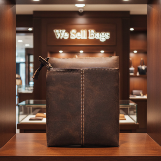 Vivace Sling Bag: Small CHOCOLATE BROWN Genuine Leather Messenger Bag DISPLAY