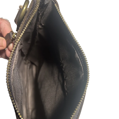Vivace Sling Bag: Small CHOCOLATE BROWN Genuine Leather Messenger Bag OPEN