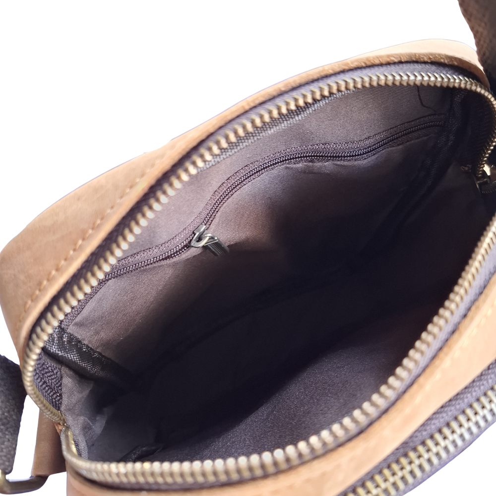 Vivace Sling Bag: TAN BROWN Genuine Leather with Adjustable Strap  OPEN
