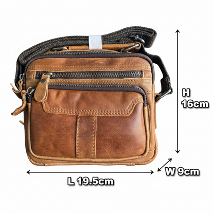 Vivace Sling Bag: TAN, Brown Genuine Leather Cross body with Adjustable Strap SIZE