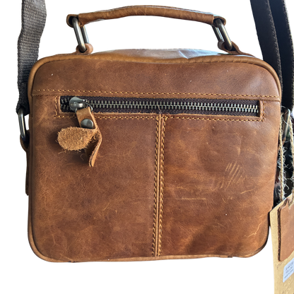 Vivace Sling Bag: TAN, Brown Genuine Leather Cross body with Adjustable Strap ZOOM