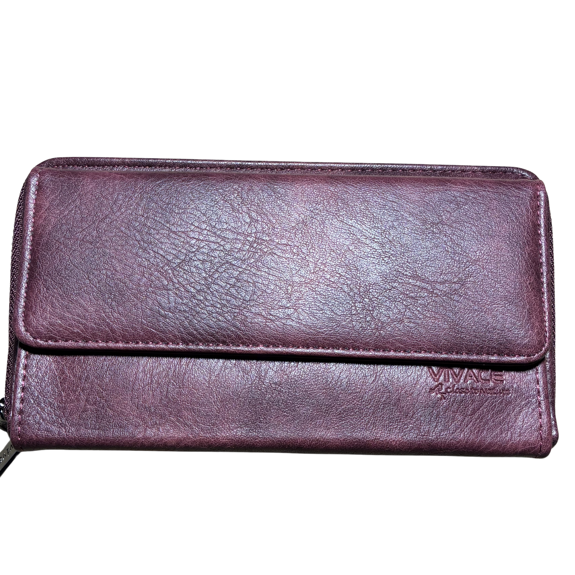 Vivace Sling Wallet: BORDEAUX PU Leather Horizontal Cellphone Sling CLOSED