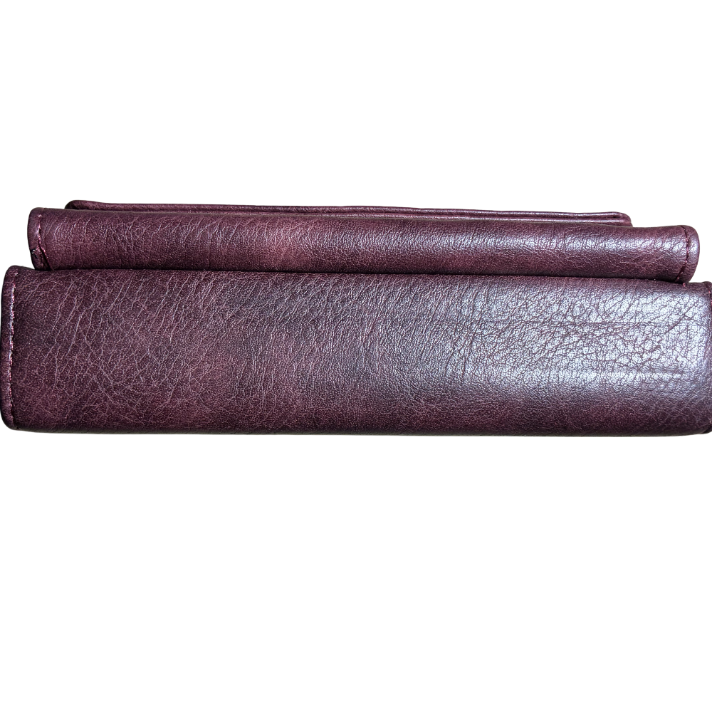 Vivace Sling Wallet: BORDEAUX PU Leather Horizontal Cellphone Sling CLOSED VIEW