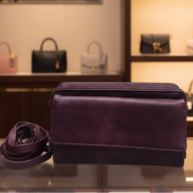 Vivace Sling Wallet: BORDEAUX PU Leather Horizontal Cellphone Sling LIFESTYLE