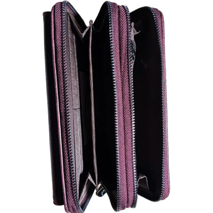 Vivace Sling Wallet: BORDEAUX PU Leather Horizontal Cellphone Sling OPEN