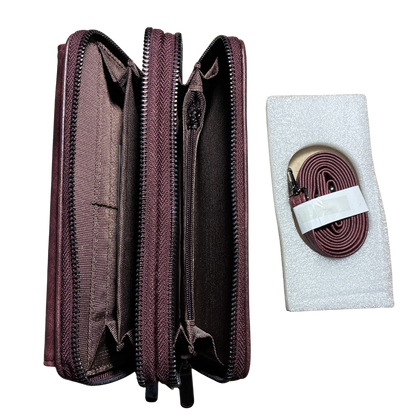 Vivace Sling Wallet: BORDEAUX PU Leather Horizontal Cellphone Sling SET