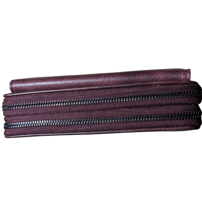Vivace Sling Wallet: BORDEAUX PU Leather Horizontal Cellphone Sling ZIPPED