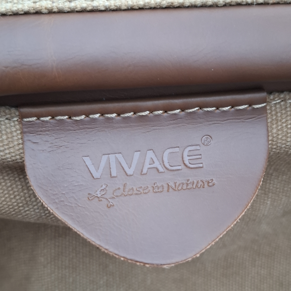 Vivace Travel Bag: KHAKI CANVAS and LEATHER Overnight Bag CLOSE TO NATURE