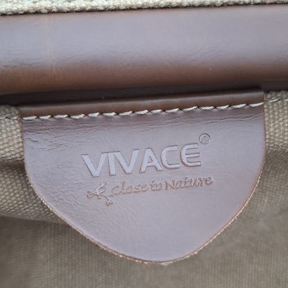 Vivace Travel Bag: KHAKI CANVAS and LEATHER Overnight Bag CLOSE TO NATURE