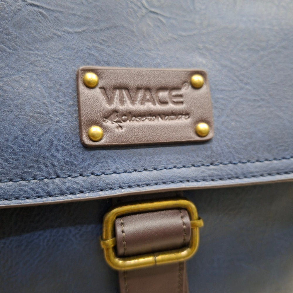 Vivace Travel Bag: NAVY Blue PU Leather Weekender bag BRANDING