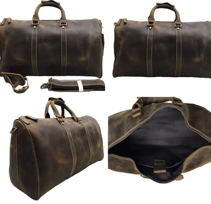 Vivace Travel Bag: Prestige Brown Genuine Leather Executive Weekender Bag OVERVIEW 4