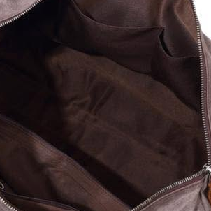 Vivace Travel Bag: Prestige Coffee Two-Tone Waxed Canvas Duffel with Genuine Leather Trim INNER