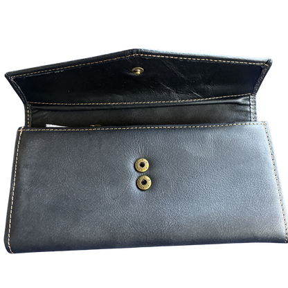 Vivace Wallet: Large BLACK TRI-FOLD Genuine Leather Wallet
