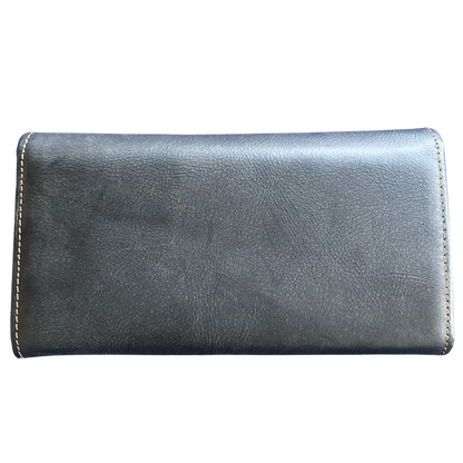 Vivace Wallet: Large BLACK TRI-FOLD Genuine Leather Wallet BACK