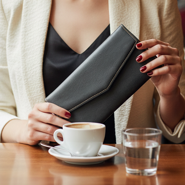 Vivace Wallet: Large BLACK TRI-FOLD Genuine Leather Wallet LIFESTYE
