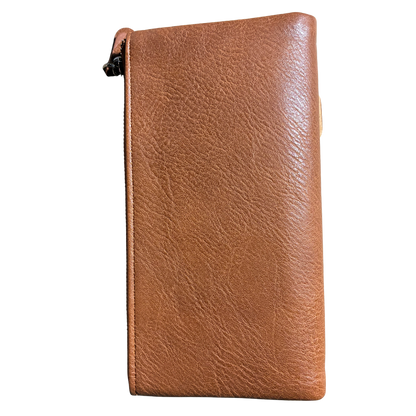 Vivace Wallet: Large BROWN Soft PU Leather Textured Organiser BACK