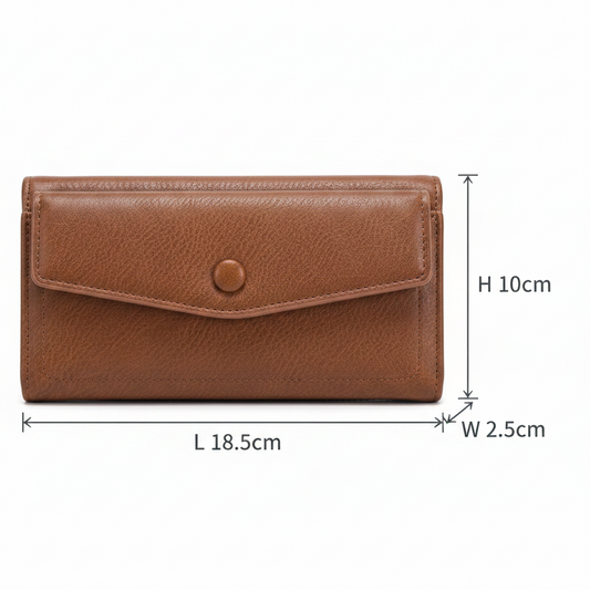 Vivace Wallet: Large BROWN Soft PU Leather Textured Organiser