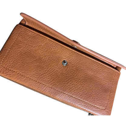 Vivace Wallet: Large BROWN Soft PU Leather Textured Organiser FRONT CLOSURE CLIP