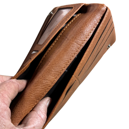 Vivace Wallet: Large BROWN Soft PU Leather Textured Organiser NOTE POCKETS