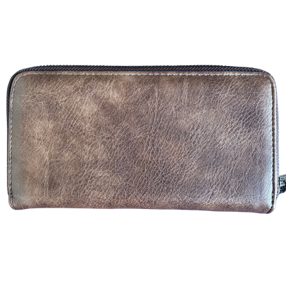 Vivace Wallet: Large CHOCOLATE BROWN Double Zipped Organiser with Horse detailing back