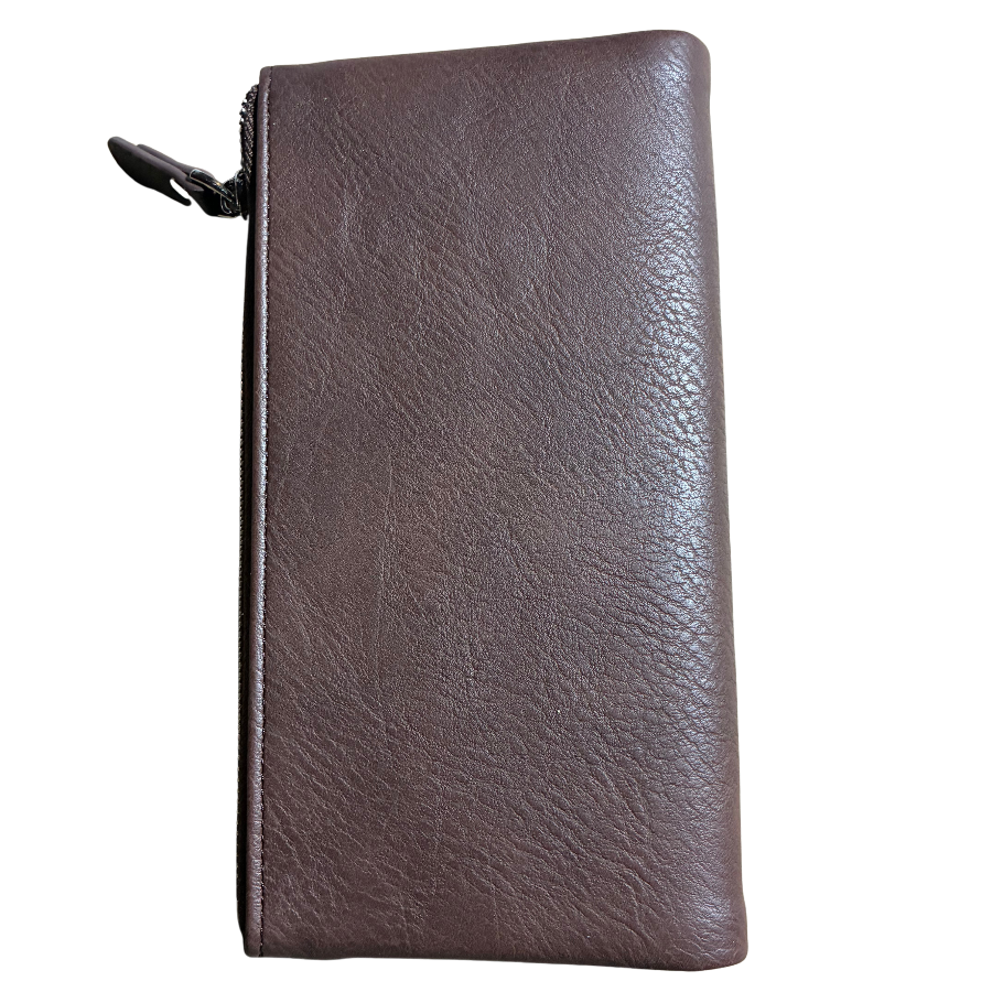 Vivace Wallet: Large COFFEE BROWN Soft PU Leather Textured Organiser BACK VIEW